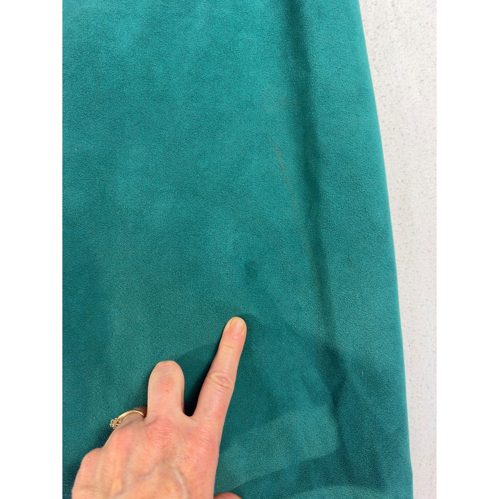 Vintage Teal Faux Suede Skirt Suit Set Blazer & Midi Skirt Green 2 Piece - Picture 11 of 16